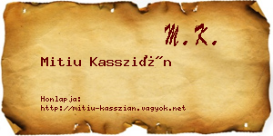 Mitiu Kasszián névjegykártya